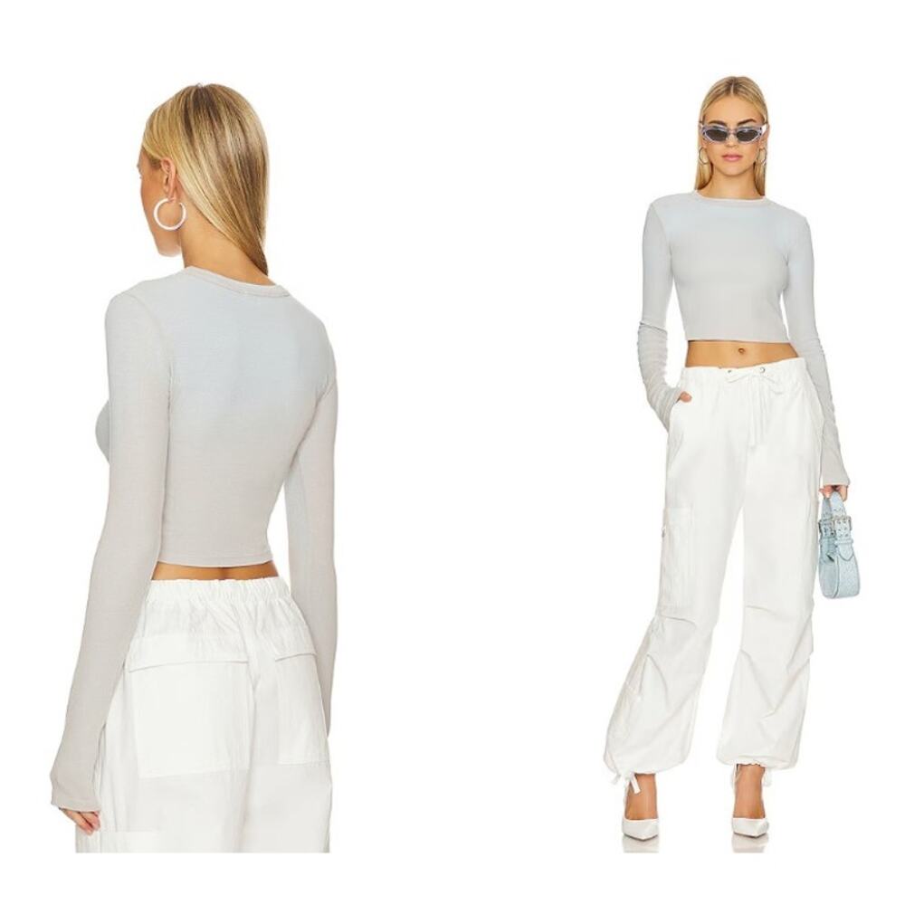 Cotton Citizen Verona Crop Log Sleeve Top - Fog Cast